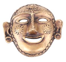Brass Tribal Wall Hanging Mask Laughing Face Naga Art Lady Head