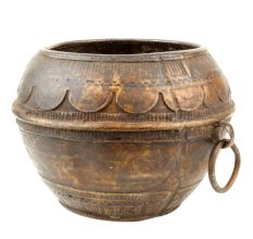 Brass Rice Measurement Tribal Bowl with One Side Handle Rim