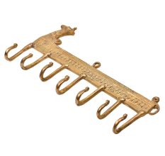Brass Tribal Animal Face 7 Hooks Brass Coat Rack