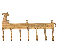 Brass Tribal Animal Face 7 Hooks Brass Coat Rack