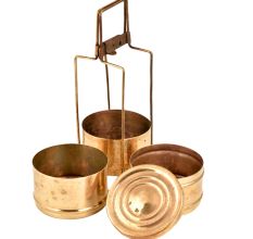Handmade Brass 3 Tiffin Box Set From India