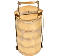 India Old  Brass Tiffin lunch Box With 4 Compartment