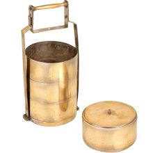 India Old  Brass Tiffin lunch Box With 4 Compartment