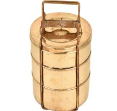 Golden Brass Tiffin or Lunch BoxÂ Three Containers