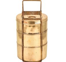 Golden Brass Tiffin or Lunch BoxÂ Three Containers