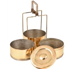 Golden Brass Tiffin or Lunch BoxÂ Three Containers