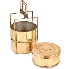 Golden Brass Tiffin or Lunch BoxÂ Three Containers