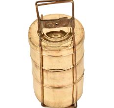 Brass Indian Three Tier Tiffin Box