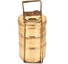 Brass Indian Three Tier Tiffin Box