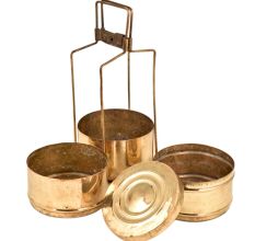 Brass Indian Three Tier Tiffin Box