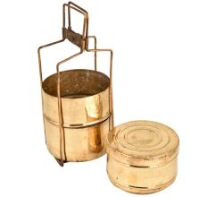 Brass Indian Three Tier Tiffin Box
