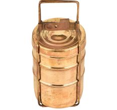 Brass 3 Compartment Traditional Lunch Tiffin Box