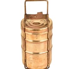 Brass 3 Compartment Traditional Lunch Tiffin Box