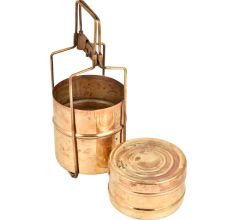 Brass 3 Compartment Traditional Lunch Tiffin Box