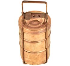 Old Rare 3 Tier Brass Food Box Tiffin Box With Lock System