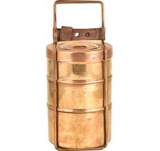 Old Rare 3 Tier Brass Food Box Tiffin Box With Lock System