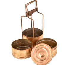 Old Rare 3 Tier Brass Food Box Tiffin Box With Lock System