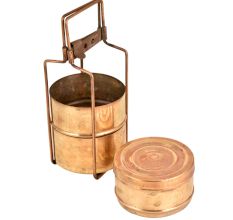 Old Rare 3 Tier Brass Food Box Tiffin Box With Lock System