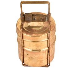 Solid Brass Two Tiered Tiffin BoxÂ With Lock System