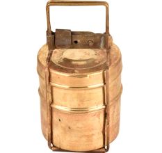 Solid Brass Two Tiered Tiffin BoxÂ With Lock System