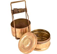 Solid Brass Two Tiered Tiffin BoxÂ With Lock System