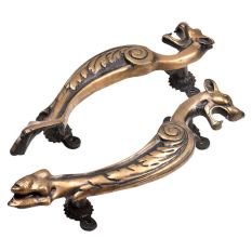 Elaborate Design Brass Tiger Door Handle Rustic Door Pull In Pair
