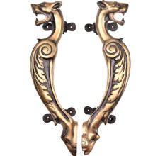 Elaborate Design Brass Tiger Door Handle Rustic Door Pull In Pair