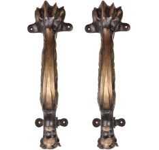 Hand Crafted Rustic Brass Tiger Design Door Handle