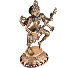 Handmade Brass Saraswati Dancing And Playing Veena Statues