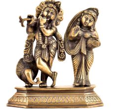 Brass Radha KrishnaÂ Hindu Worship Statue