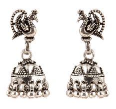 925 Solid Sterling Earring Silver Peacock Jhumkies