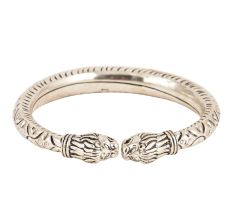 925 Sterling Silver KadaTextured Tiger Faced Women Bangle