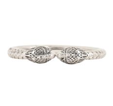 925 Sterling Silver Striated Kada With Peacock Head Ends Women Bangle