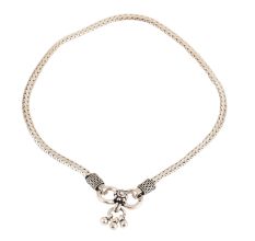 925 Sterling Silver Anklets Braided Design Black Design Pendent Ends
