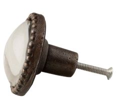 Vintage Compass Inside Round Iron Glass Dresser Knob
