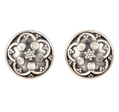 92.5 Sterling Silver earrings Small Floral Design Embossed Oxidized Stud Earrings