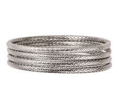 Simple 92.5 Sterling Silver Bangle Bracelet for Women/Girls (Set Of 4)
