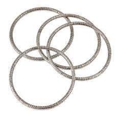 92.5 Sterling Silver Bangles With Light Thin Textured Design( Set OF 4 )