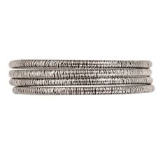 92.5 Sterling Silver Bangles With Light Thin Textured Design( Set OF 4 )