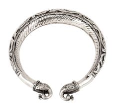 Double Peacock 92.5 Sterling Silver Bangle Adjustable Fashion Bangles