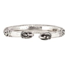 Double Peacock 92.5 Sterling Silver Bangle Adjustable Fashion Bangles