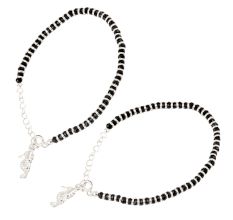 92.5 Sterling Silver Bracelet Black Bead Sea HorseCharms  Nazariya Bracelet for Kids