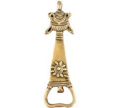 Tortoise Brass Bottle Opener With Tribal Floral Design