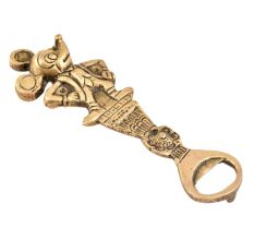 Brass Cartoon Character Bottle Opener On Tribal Floral Stand