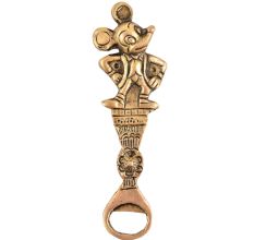 Brass Cartoon Character Bottle Opener On Tribal Floral Stand