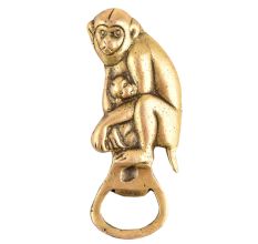 Brass Bottle Opener With Monkey And Child Statue