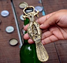 Brass Bottle Opener Handcrafted Design Of Two Peacock And Tail
