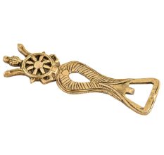 Brass Bottle Opener With Wheel and Flower on Top