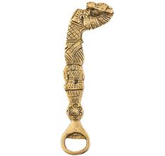 Brass Bottle Opener With Tribal Design And Horse Head
