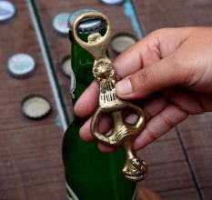 Brass Bottle Head Tribal Man Big Nose Bottle Opener